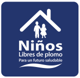 Simbolo de ninos libres de plomo para un futuro saludable en blanco con fondo azul